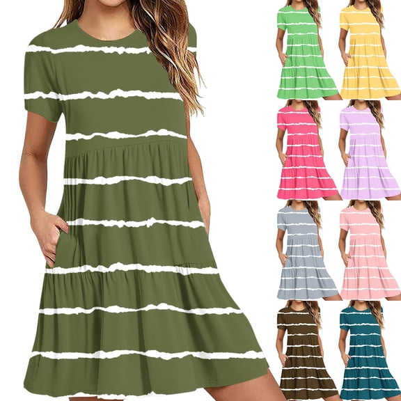 Sentmoon Long Dress with Pockets Short Sleeve Crew Neck Prom Dresses 2026 Summer Regular Fit Breathable Casual Elegant Dresses for Women Formal for Going Out and Party Mint Green M