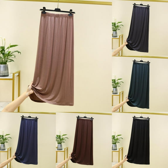 Sentmoon Long Skirt Oversized A-line High Elastic Waist Boho Flowy Skirt Pleated Beach Solid Color Loose Stretchy Skirts for Women Soft and Comfortable Fall for Weekend Brunch L