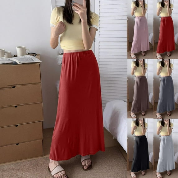 Sentmoon Long Skirt Oversized High Elastic Waist Boho Skirt Flowy Pleated Hawaiian Solid Color Loose Stretchy Boho Skirt Delightful Fall for Indoor Music Festival Gray Free Size