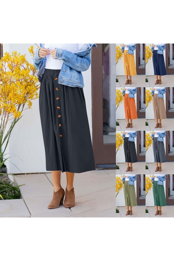 Long Skirts Plus Size High Elastic Waist Boho Pleated Skirts for Women Flowy Beach Solid Color Loose Breathable Women Skirt Active Winter for Cozy Lounge at Home Green S