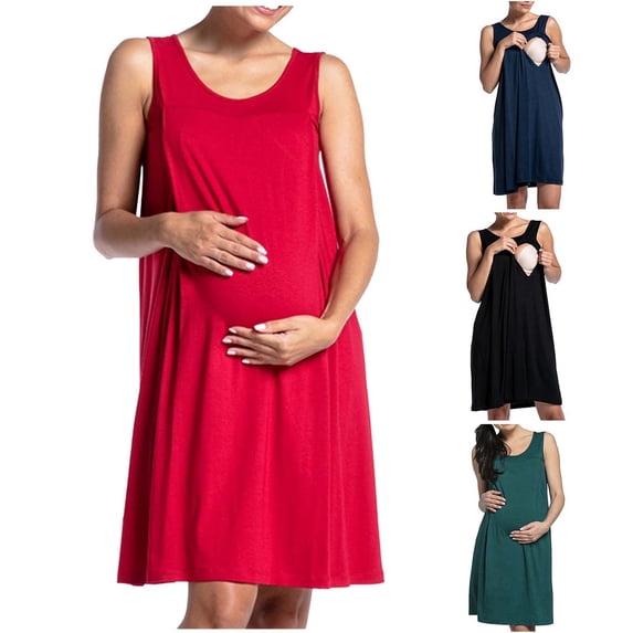 Sentmoon Maternity Dress Summer Oversized Short Sleeve Summer Maxi Dresses Crew Neck Solid Color Loose Summer Wedding Guest Dress Soft and Comfortable for Holiday Gatherings XXL