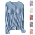 thumbnail image 1 of Sentmoon Maternity Shirts Oversized Crew Neck Stretchy Nursing Shirts for Breastfeeding Solid Color Long Sleeve Breastfeeding Shirts Delightful for Relaxing at Home L, 1 of 4