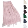 thumbnail image 1 of Sentmoon Maxi Skirt High Waisted Solid Color Boho Womens Skirts Pleated Gauze Long Skirt Beach Essentials for Women Casual for Yoga, Gym, and Sports Training Green Free Size, 1 of 10