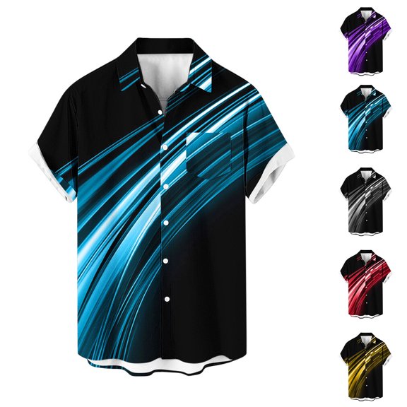 Sentmoon Men Button down Shirt Short Sleeve Plus Size Loose Turndown Collar Stretchy Nice Tops for Mens Summer Clothes Active for Cycling & Travel L