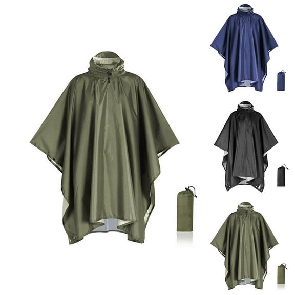 Sentmoon Men Rain Jacket with Hood Long Sleeve Rain Coats for Men Solid Color Waterproof Ponchos for Outdoor Activities Green Free Size