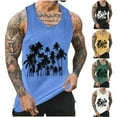 thumbnail image 1 of Sentmoon Men Tank Tops Summer Sleeveless Crew Neck Men Undershirts Palm Leaves Print Relaxed Fit Oversized Muscle Mens Vest Hawaii for Casual Streetwear White M, 1 of 6
