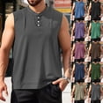 thumbnail image 1 of Sentmoon Men Tank Tops Undershirt and Sleeveless V Neck Summer Mens Undershirt Solid Color with Pockets Running Loose Button Up Oversized T Shirt Men Hawaiian for Layering Under Shirts S, 1 of 6