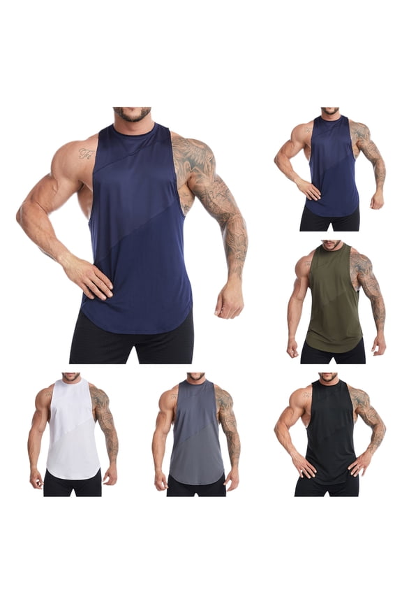 Men Tank Tops Undershirt Summer Sleeveless Crew Neck Undershirts for Men Pack Solid Color Loose Fit Compression Compression Shirts for Men Hawaii for Summer Beach Days Gray XXL