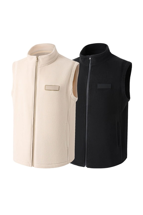 Men Vest Men's Jackets for Winter Men's Casual Solid Color Stand Up Collar Sleeveless Pocket Jacket with Inner Lining Cardigan Top Husband Christmas Gifts
