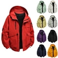 thumbnail image 1 of Sentmoon Men Winter Jacket Solid Color Long Sleeve Men Coats Plus Size Zipper Windbreaker Waterproof Men's Hoodies with Pockets Fall Trendy for Climbing and Hiking Gray S, 1 of 9