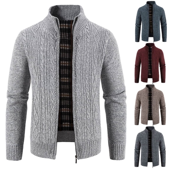 Sentmoon Men's Pullover Sweaters Oversized Loose Long Sleeve Men Cardigan Collar Knitted Warm Gym Clothes for Men Fall and Winter for Holiday Parties and Christmas Gatherings Gray M