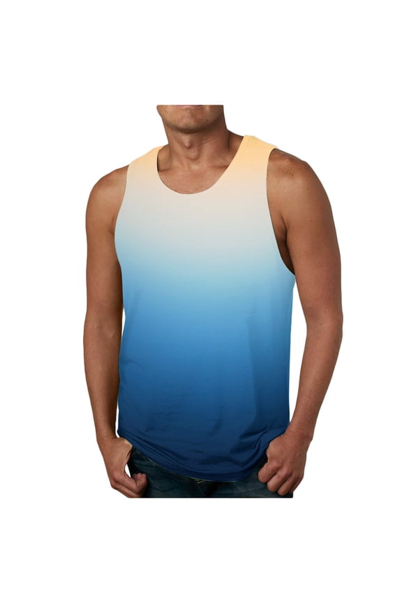 Men's Tank Tops Summer Sleeveless Crew Neck Compression Shirt Men Color Block Relaxed Fit Oversized Muscle Men's Clothing Vacation for Running in Hot Weather Multicolor M