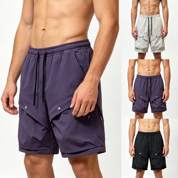 Sentmoon Mens Boxer Shorts High Waist Mens Summer Shorts Solid Color Loose Fit Stretchy Big and Tall Shorts for Men Beach Vacation for Work from Home