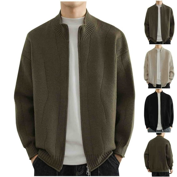 Sentmoon Mens Fall Clothes Plus Size Loose Long Sleeve Mens Pullover Sweater High Neck Knitted Solid Color Lightweight and Warm Shirts Winter for Office and Business Casual Green XL