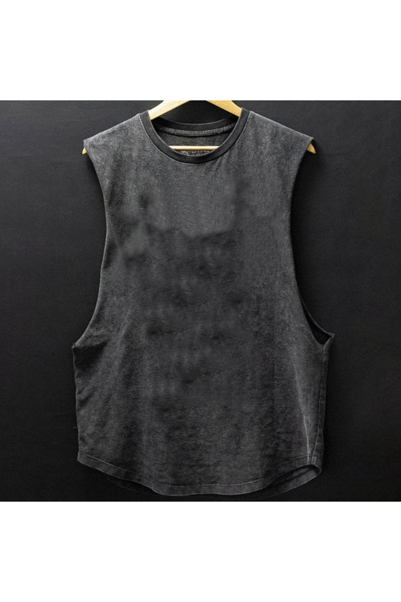 Mens Muscle Tank Top Summer Sleeveless Crew Neck Vest for Men with Print Loose Fit Plus Size Sports T Shirts for Man Vacation for Summer Beach Days Dark Gray M