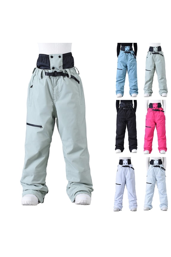 Mens Ski Pants Sweat Pants Men Men's Ski Pants Windproof And Waterproof Solid Color Warm Multi Pocket Pants Men's Ski Pants for Layering with Base Layers M