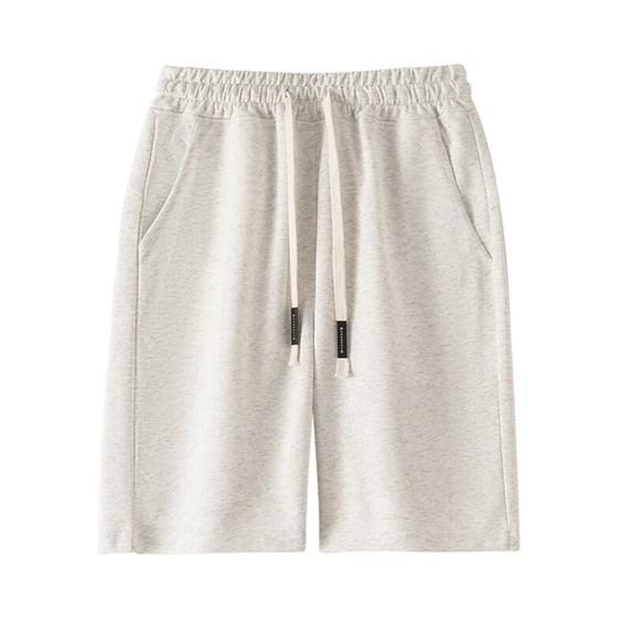 Sentmoon Mens Swim Trunks Elastic Waist Loose 2025 Summer Workout Shorts Drawstring Solid Color Breathable Pajama Shorts with Pockets Athleisure for Sports Running Beige L