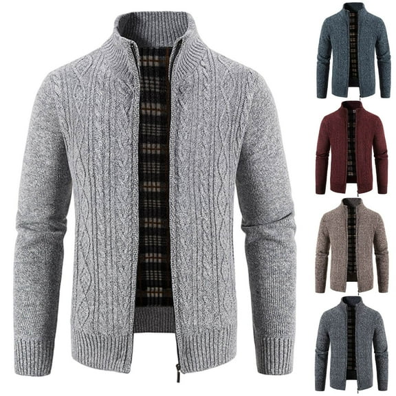 Sentmoon Mens Winter Jacket Plus Size Loose Long Sleeve Shirt for Men Collar Knitted Lightweight and Warm Clothing Fall for Layering Under Jackets and Coats XL