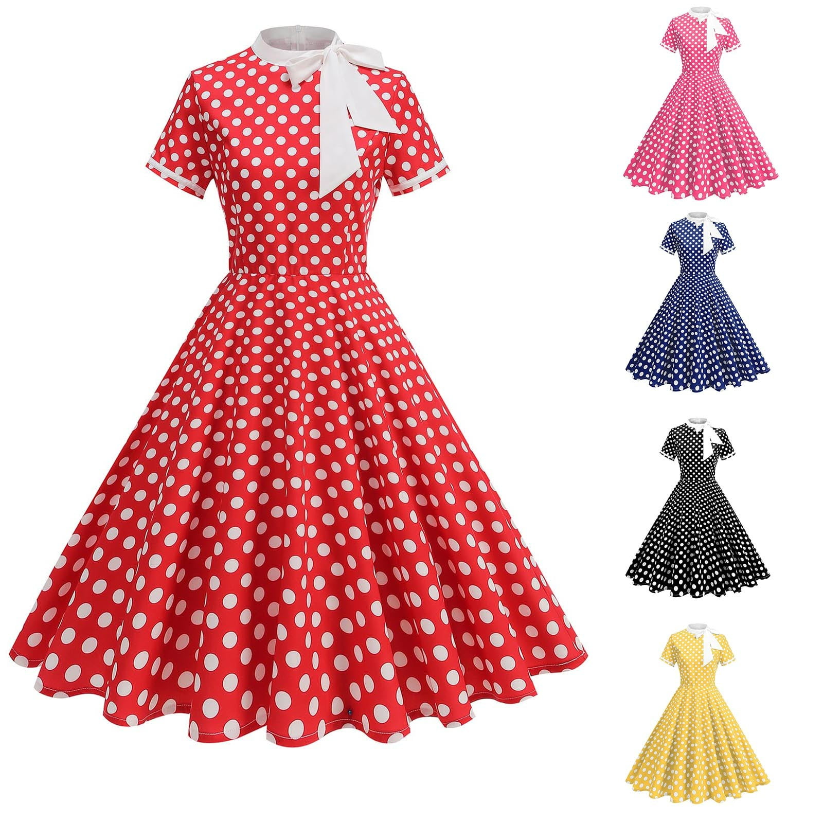 Sentmoon Midi Dresses for Women 2026 Polka Dots Print Athletic Dress for Women Short Sleeve Holiday Oversized Flowy Dress The Holiday for Any Occasion and Event XL
