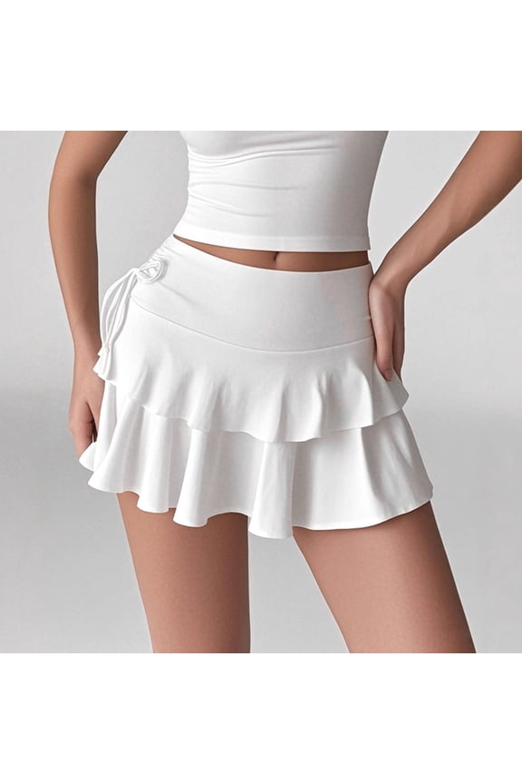 Mini Skirts for Women High Waisted Solid Color Beach Tennis Skirt Skirt Beach Essentials for Women Active for Spring, Summer, and Holiday Travel White XL