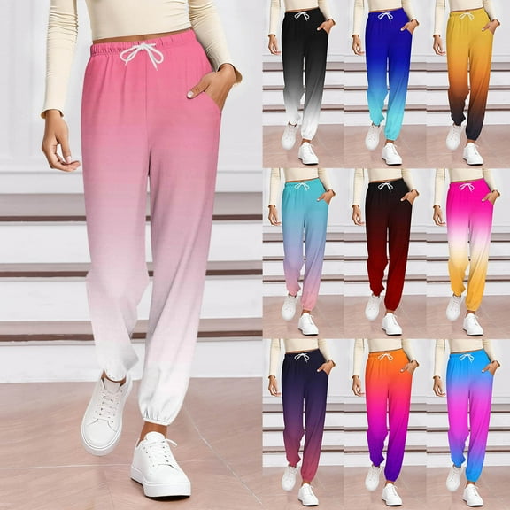 Sentmoon Pajama Pants Women's Casual Pants Fashion Women's Print Color Stretch Waist Strap Drawstring Pocket Pants Long Pants Home Wear Fall and Winter for Outdoor Activities and Hiking S