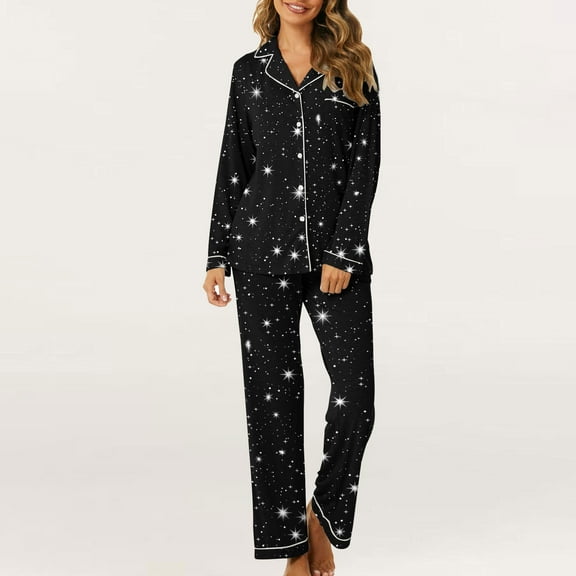 Sentmoon Pajama Set Women Cute Womens Tops and Womens Pants Casual Oversized Crew Neck Lounge Wear for Women Long Sleeve Womens Sleepwear Winter for Loungewear Outfits