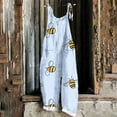 thumbnail image 1 of Sentmoon Pants Rompers for Women Bee Print Loose Wide Leg Plus Size Overalls Pockets Adjustable Spaghetti Strap Crew Neck Sleeveless Outfits Summer Bee Festival Women for Tropical Vacation Yellow L, 1 of 5