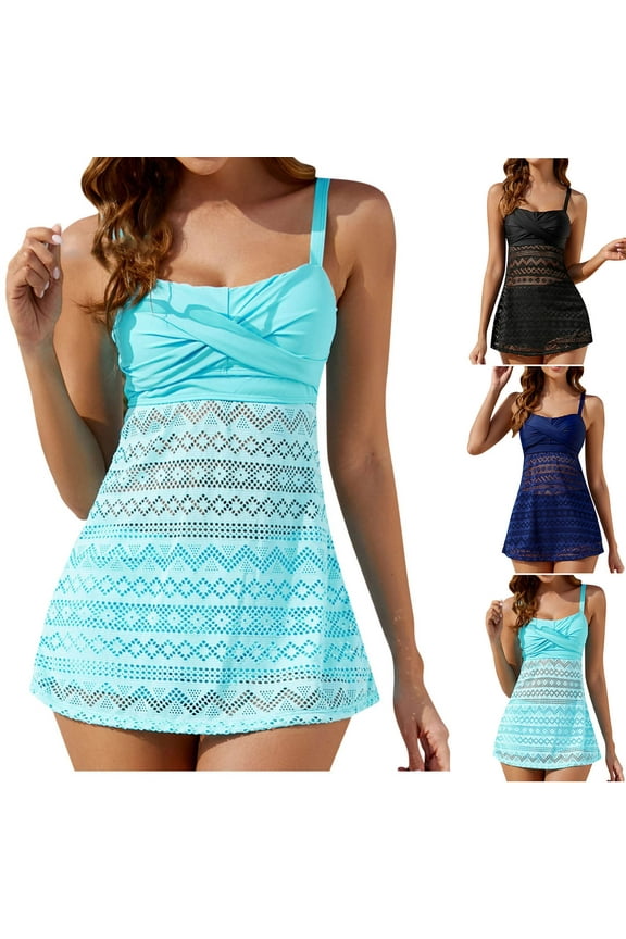 Plus Size Bathing Suit High Cut Modest Women's Swimsuits Tummy Control Push Up High Waist Oversized Bikinis Summer Beach Must Haves for Large Bust and Support