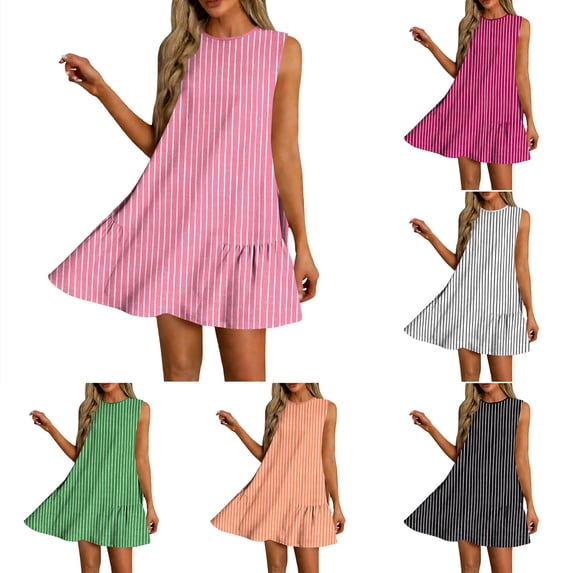 Sentmoon Plus Size Boho Dress Wedding Guest Sleeveless Crew Neck Long Dresses for Women Spring with Print Regular Fit Plus Size Party Dress Active for Work and Office M