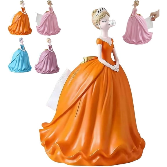 Sentmoon Princess Tissue Box Holder Flying Skirt Figurine Decorative Tissue Dispenser Cute Girl Room Vanity Tabletop Princess-Theme Tissue Box Cover Gift for Home Decor
