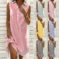 thumbnail image 1 of Sentmoon Prom Dress Fitted Dress Summer 2026 Striped Print Sleeveless Lapel Regular Fit Party Dresses for Women for Night Out and Club S-XXL, 1 of 10