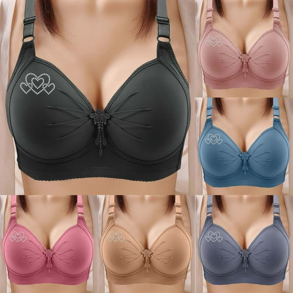 Sentmoon Push up Bras for Women Oversize Seamless Lift Adjustable Strap Bras for Women Wirefree Floral Lace Comfortable T-Shirt Bra Comfy for Beach Vacation Black 44