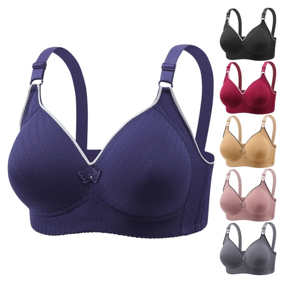 Sentmoon Push Up Bras for Women Plus Size Sports Bras for Women Large Bust No Underwires Adjustable Strap Solid Color Full Coverages Bras Casual for Office Gray L