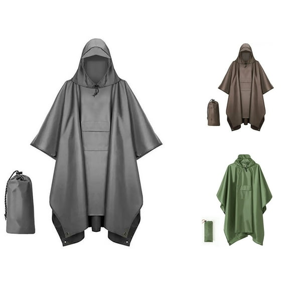 Sentmoon Rain Jacket Women with Hood Long Sleeve Rain Coats for Men Solid Color Lightweight Waterproof with zipper Rain Ponchos with Pockets for Hiking & Camping Green Free Size