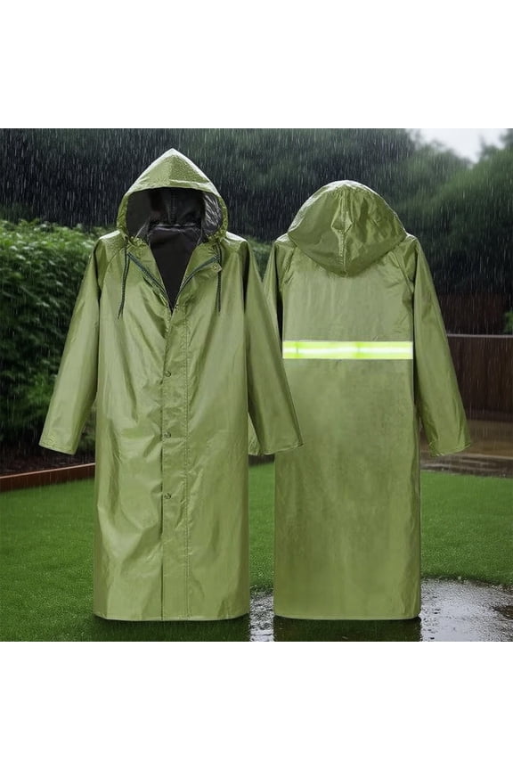 Rain Jacket with Hood All-Weather Jacket Long Sleeve with Zipper Sunscreen Outdoor Ponchos for Outdoor Activities Green XXL