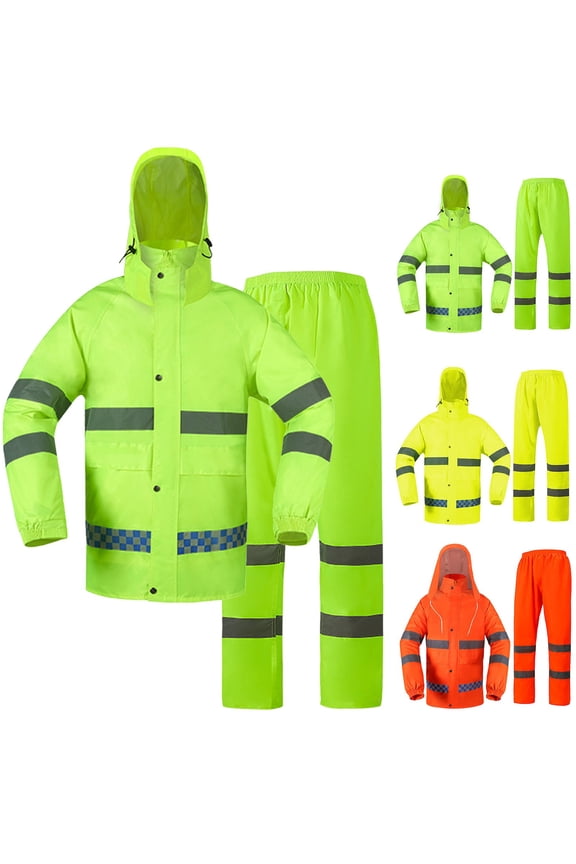 Rain Suit Lightweight Reflective Rain Gear for Men Waterproof Packable Outdoor Hooded Windbreaker Waterproof Jackets for Women