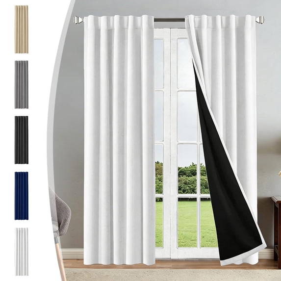 Sentmoon Rod-Mounted Blackout Curtain Panel Thermal Light-Blocking Sun-Blocking Drapery Custom Decorative Window Treatment for Living Room Bedroom Rod-Pocket Privacy Insulated Curtain