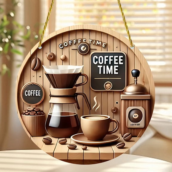 Sentmoon Room Decor Art Coffee Set 2D Flat Disc Decoration Photo Props Hanging Decoration