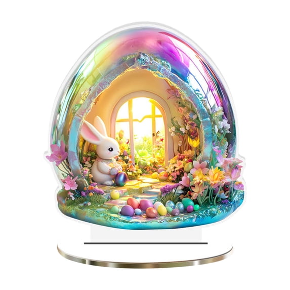 Sentmoon Room Decor Easter Bunny Eggs Acrylic Desktop Decoration Holiday Decoration Hollow Out Ornament