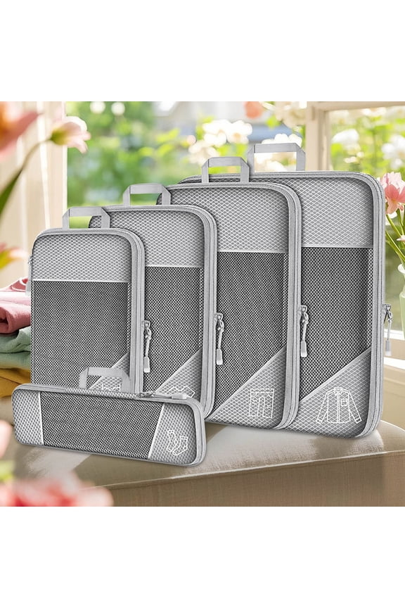 Room Decor Packing Cubes Set Of 5 Compression Suitcase Luggage Organizer Bags For Travel Accessories