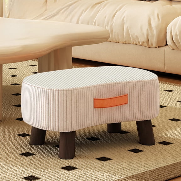 Sentmoon Room Decor Small Curved Foot Stool With Handle Velvet Footstool And Ottomans Modern Foot With Wooden Legs Step Stool With Padded Seat For Couch Living Room