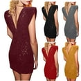 thumbnail image 1 of Sentmoon Sequin Dress 2026 Sparkly Sundresses Crew Neck Sleeveless Wedding Eyelet Open Back Stretchy Maxi Dress Beach Essentials for Any Occasion and Event M, 1 of 7