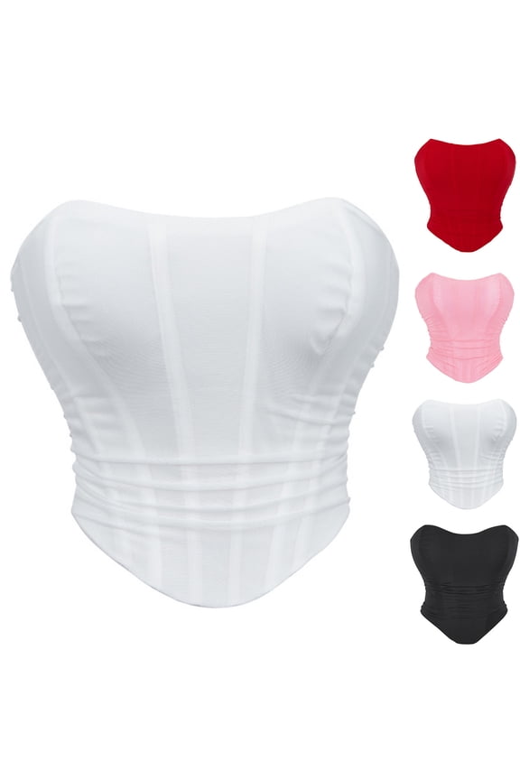 Shapewear for Women Tummy Control Bodysuit Shapewear Fashion Women's Casual Solid-Neck Bodybody Shape Waist Trainer Underbust Corset Belt Wear Top Comfy for Summer & Hot Weather White XL