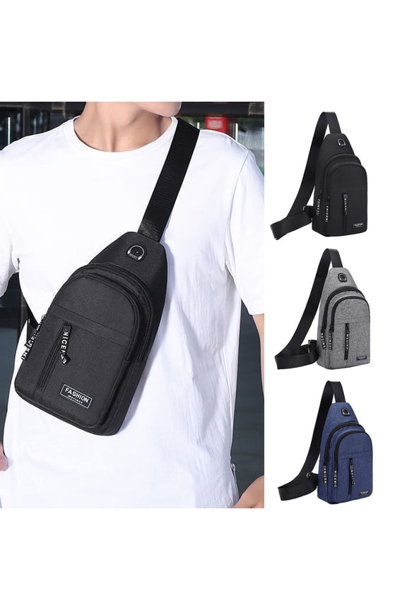 Sling Bag Travel Crossbody Strap Backpack with Headphone Hole Earphone Port Multipurpose Chest Pack Water Resistant Anti Theft Outdoor Hiking Commuter Shoulder Sling Bag Travel