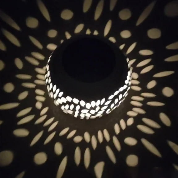 Sentmoon Solar Table Lantern Outdoor Flickering Flame LED Round Pot Warm Yellow Waterproof Garden Patio Yard Decorative Night Light Solar Powered Tabletop Lamp