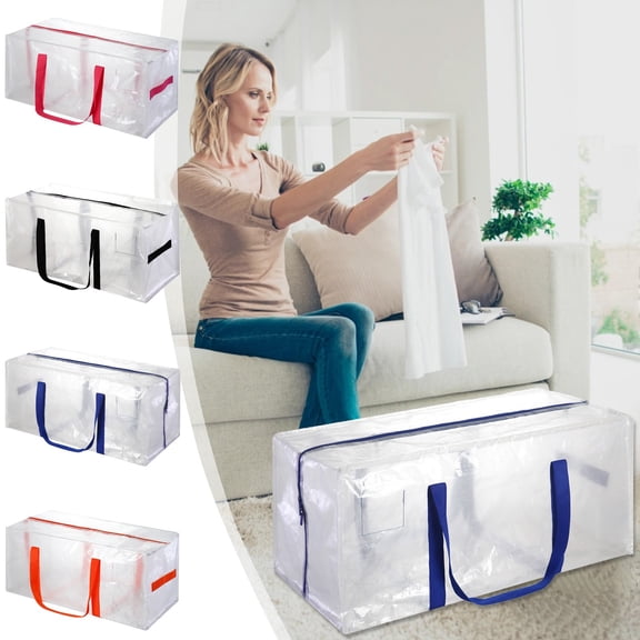 Viflosae Storage Tote Large Capacity Moving Bags Plastic Water Repellent Storage Bag- Comfortable Handheld Double Zipper Space Saving Activity Storage Bag Alternatives To Moving Box