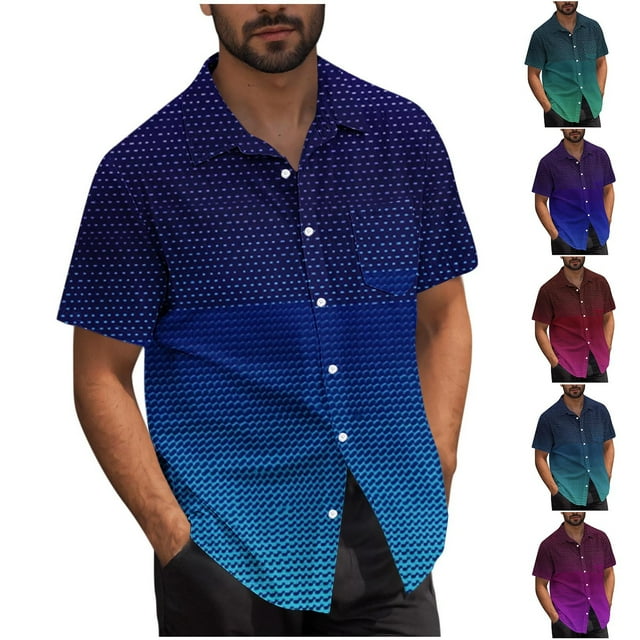 Sentmoon Summer Clothes for Mens Plus Size Loose Turndown Collar Short