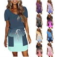 thumbnail image 1 of Sentmoon Summer Maxi Dress Regular Fit Casual 2026 with Print Sundresses for Women Short Sleeve V Neck Holiday Breathable Cute Summer Dresses for Women with Pockets Purple L, 1 of 6