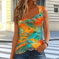 thumbnail image 1 of Sentmoon Summer Tops for Women O Ring Shoulder Crewneck Womens Tank Tops Relaxeds Fit Button Tropical Print Sleeveless Hawaiian Shirt 2025 Lightweight Women for Tropical Vacation Green M, 1 of 6