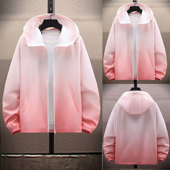 Sentmoon Sun Shirts for Men Long Sleeve UPF protection Hooded Neck Workout Shirts for Men Zipper Detail Gradient Color Loose Mens Jackets Side Pockets Soft for Weekend Brunch XL